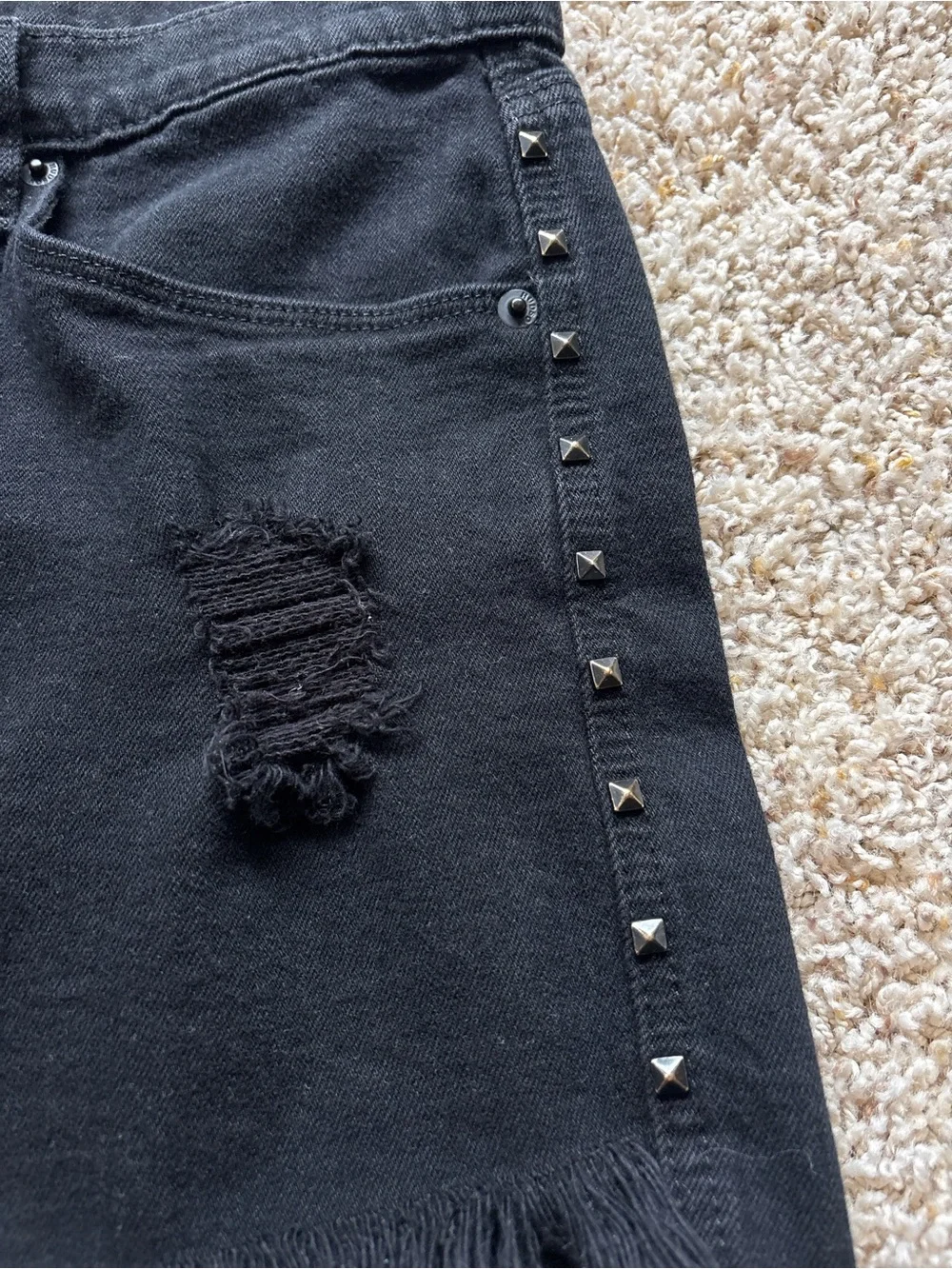 Hudson Jeans Libertine Boyfriend Shorts Black Stud Sz 29